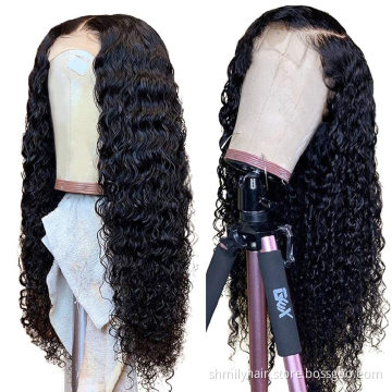 Cheap Hair Water Wave Virgin Cuticle Aligned 4*4 Closure Lace Front Wig Remy Brazilian Human Hair 4*4 Lace Wigs Water Wave